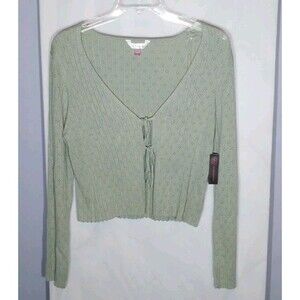 No Boundaries Sage Green Cropped Tie Front Cardigan Sweater NWT Juniors XXXL